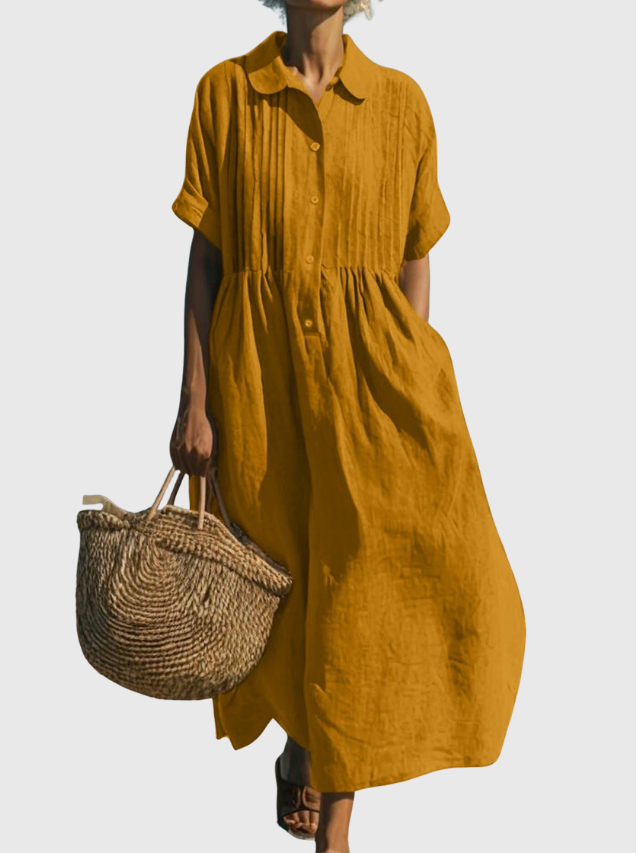 Joannah | Cotton Button Shirt Dress