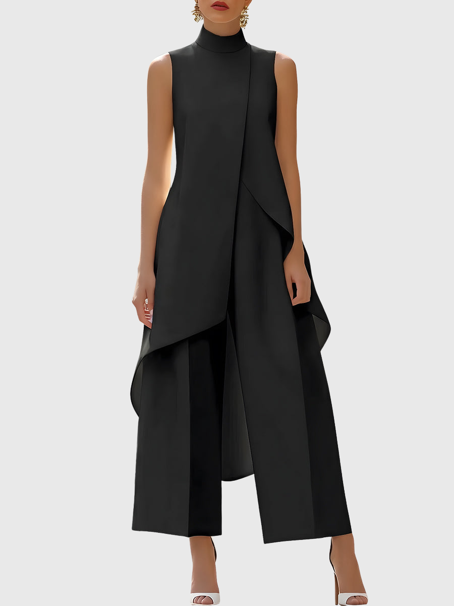 Fleur | Asymmetric Layered Sleeveless Top & Wide-Leg Pants Set