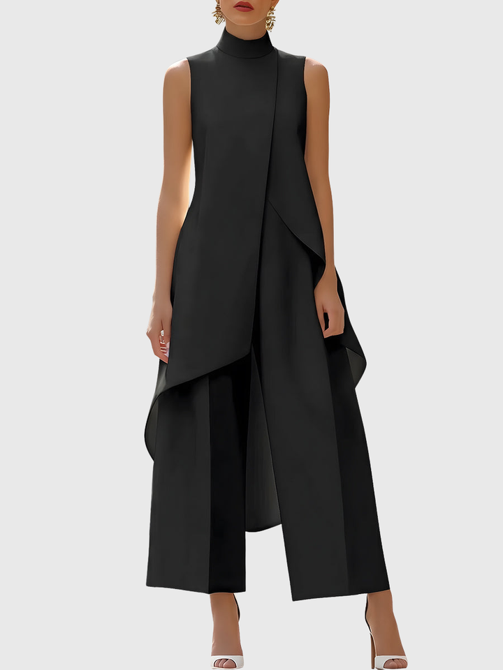 Fleur | Asymmetric Layered Sleeveless Top & Wide-Leg Pants Set