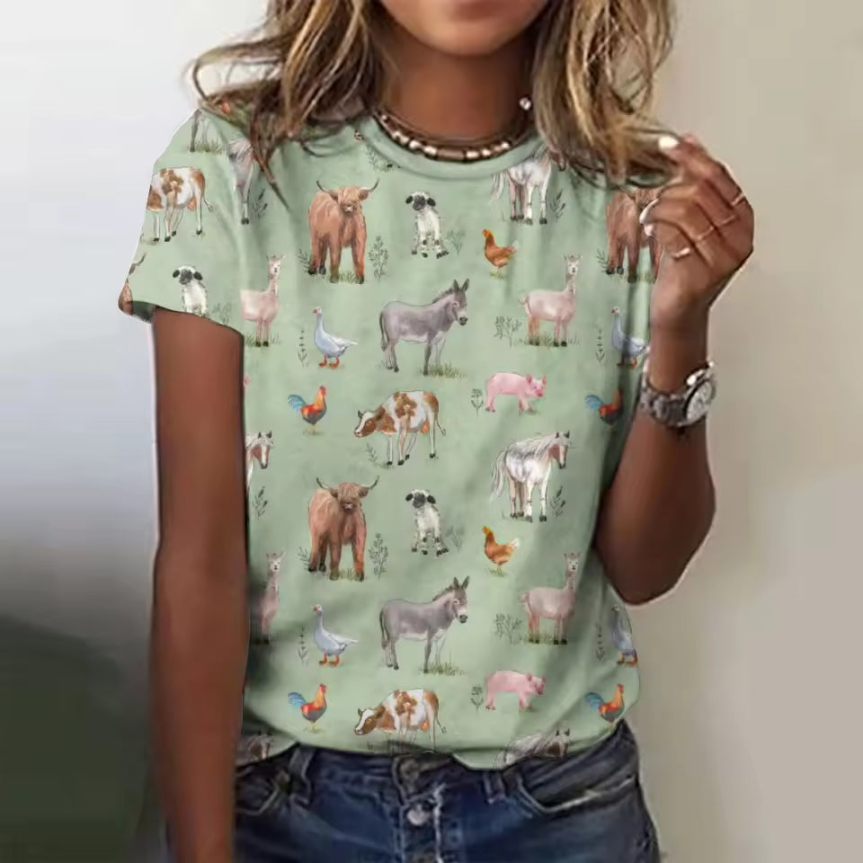 Georgia | Women's Cute Zoo Animals Art Print Shirt