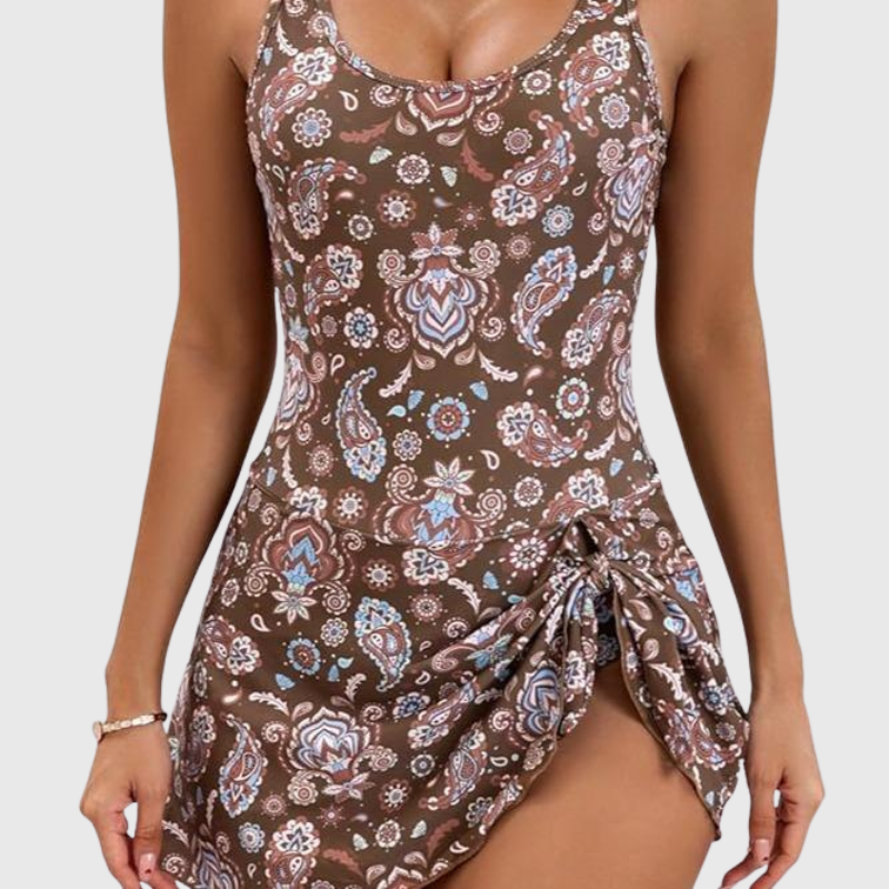 Quincy | Floral Swim Dress Slimming Fitted One Piece Beachwear