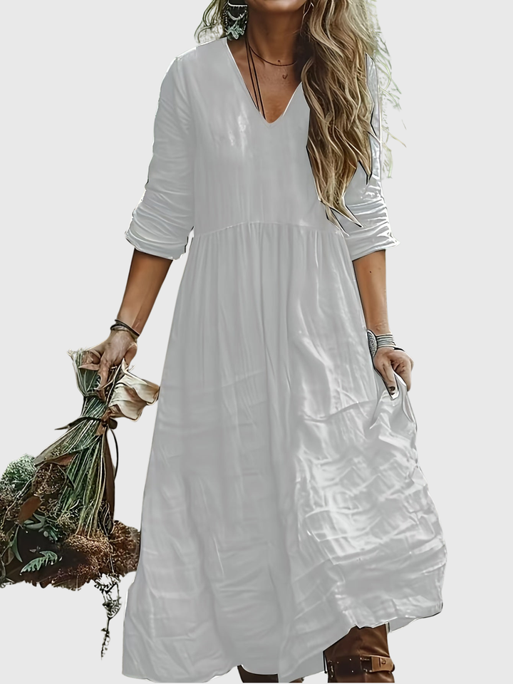 Sharon | Fashionable Long Dress With V Neck