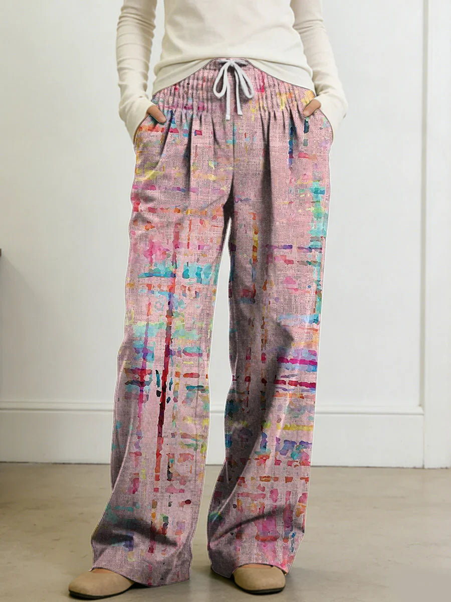 Flora | Women's Geometry Color Splicing Gradient Art Print Casual Pants