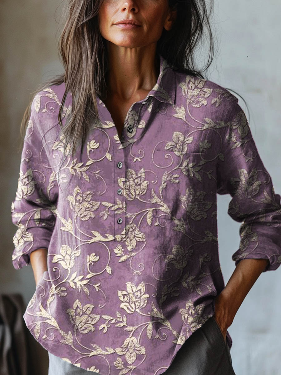 Lexi | Floral Embroidered Linen Shirt