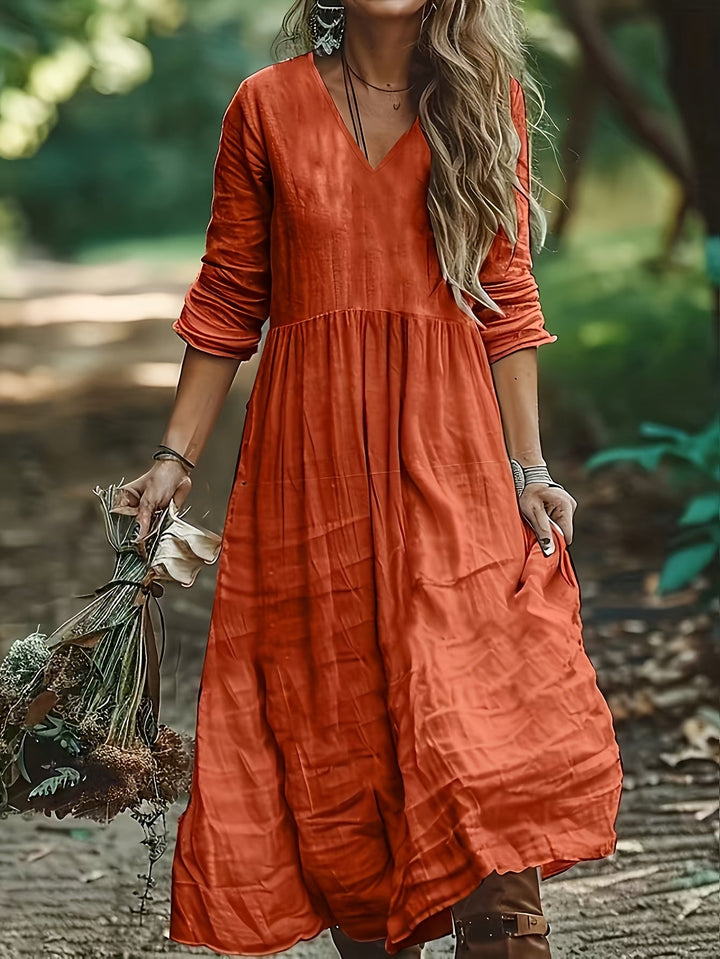 Sharon | Fashionable Long Dress With V Neck