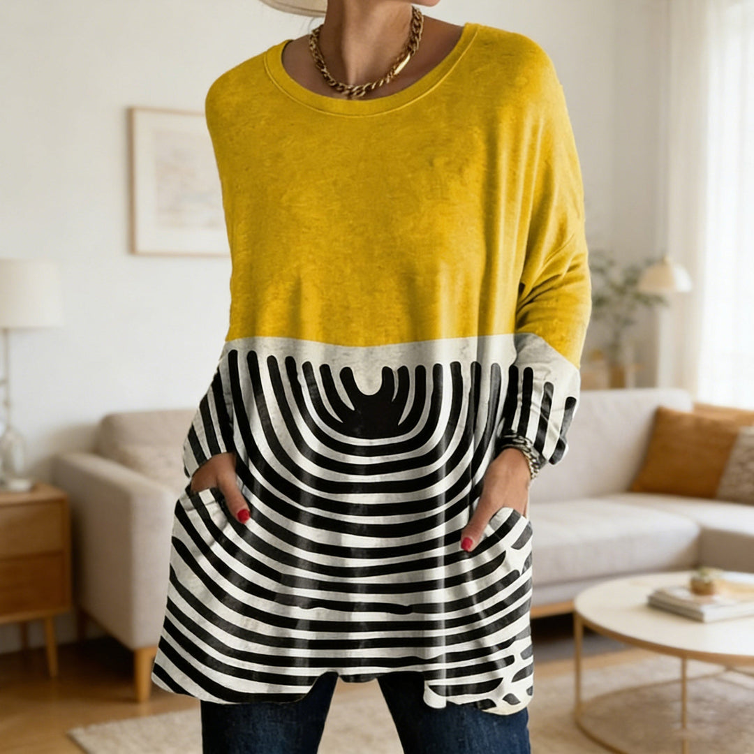 Adelle | Oversized Long Sleeve Top Cotton Blend Relaxed Fit