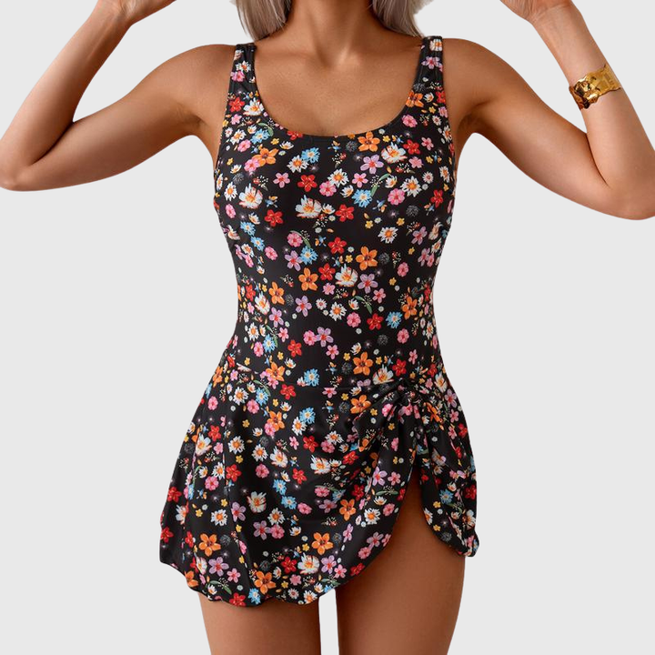 Quincy | Floral Swim Dress Slimming Fitted One Piece Beachwear
