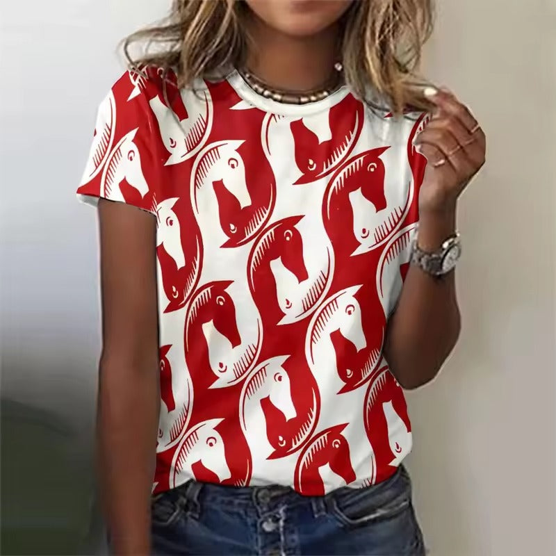 Nadine | Women's Cute Farmland Art Print Shirt