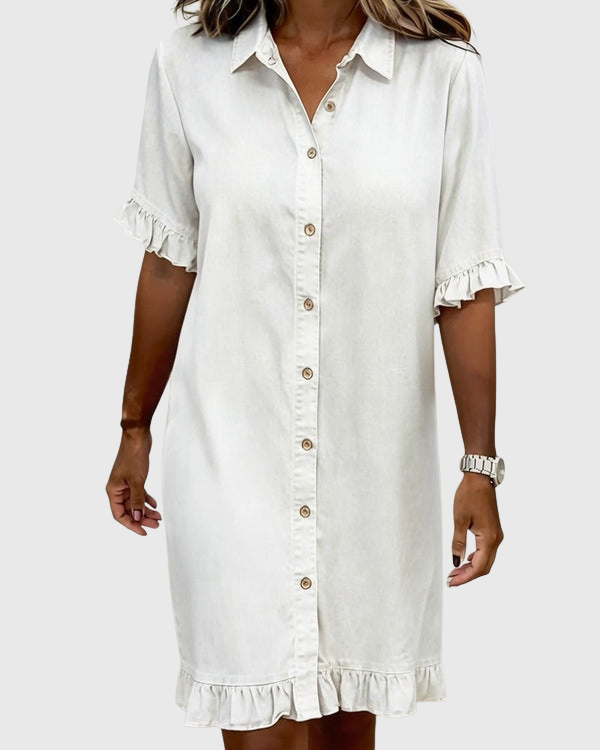 Zandrea | Comfortable Denim Dress With Flattering Rubbing