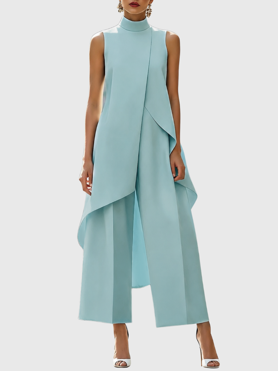 Fleur | Asymmetric Layered Sleeveless Top & Wide-Leg Pants Set