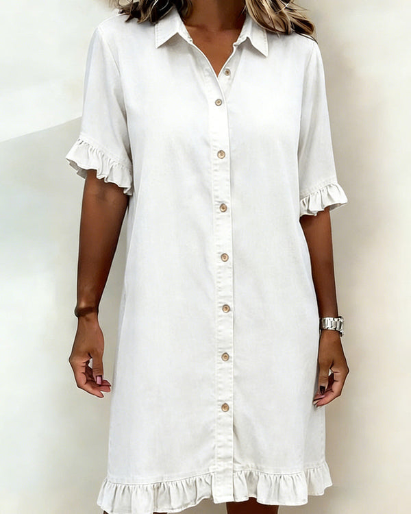 Zandrea | Comfortable Denim Dress With Flattering Rubbing
