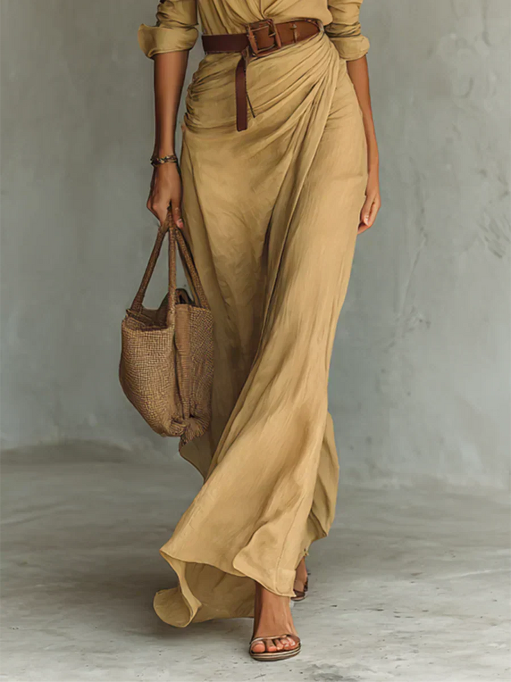 Camille | Maxi Dress with Lapels and Waist Belt