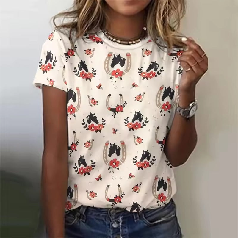 Nancy | Women's Cute Farmland Art Print Shirt