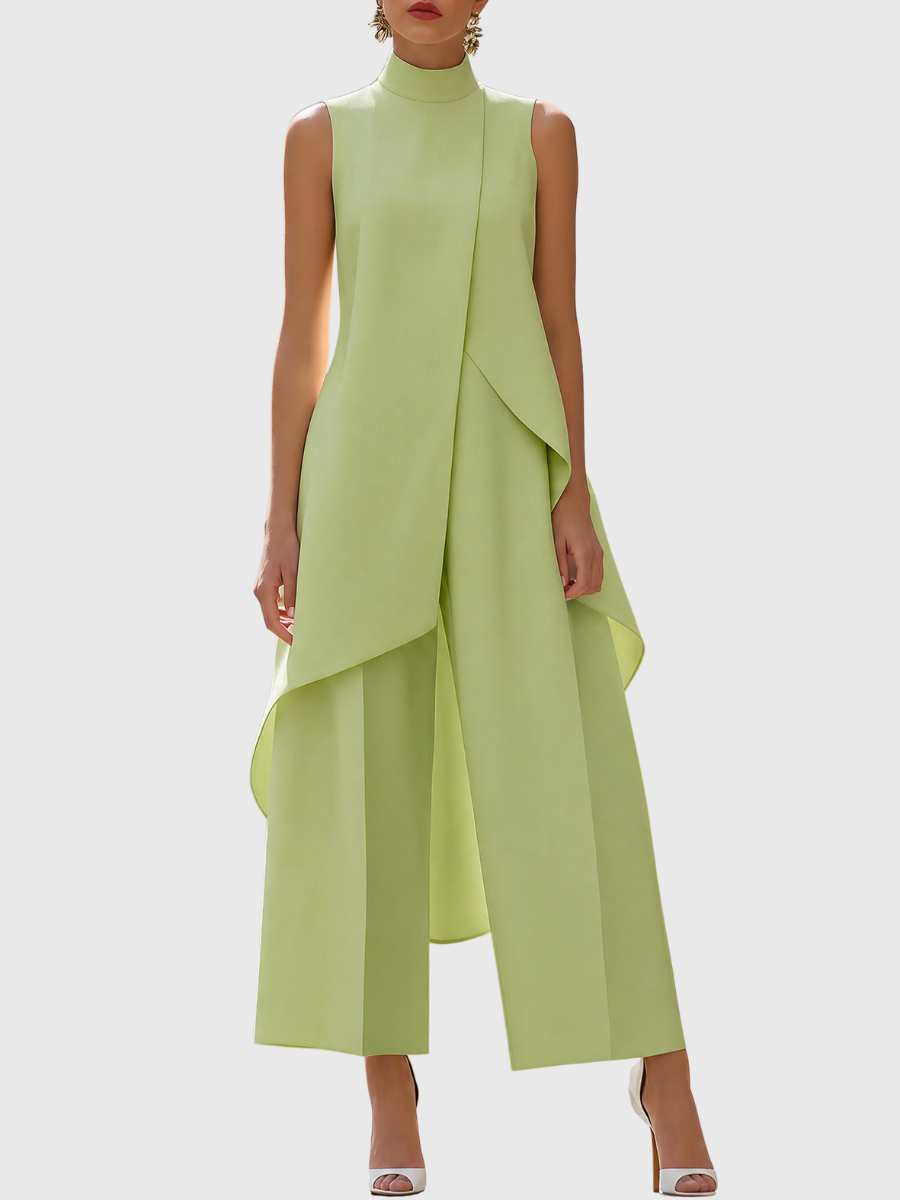 Fleur | Asymmetric Layered Sleeveless Top & Wide-Leg Pants Set