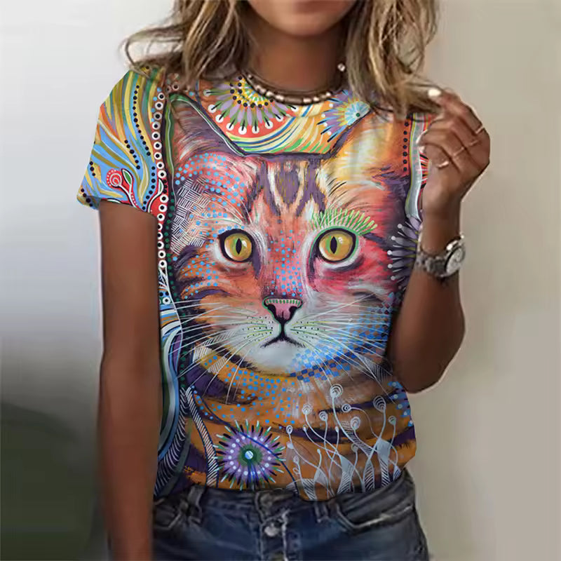 Hayley | Women's Cute Kitten Art Print Shirt