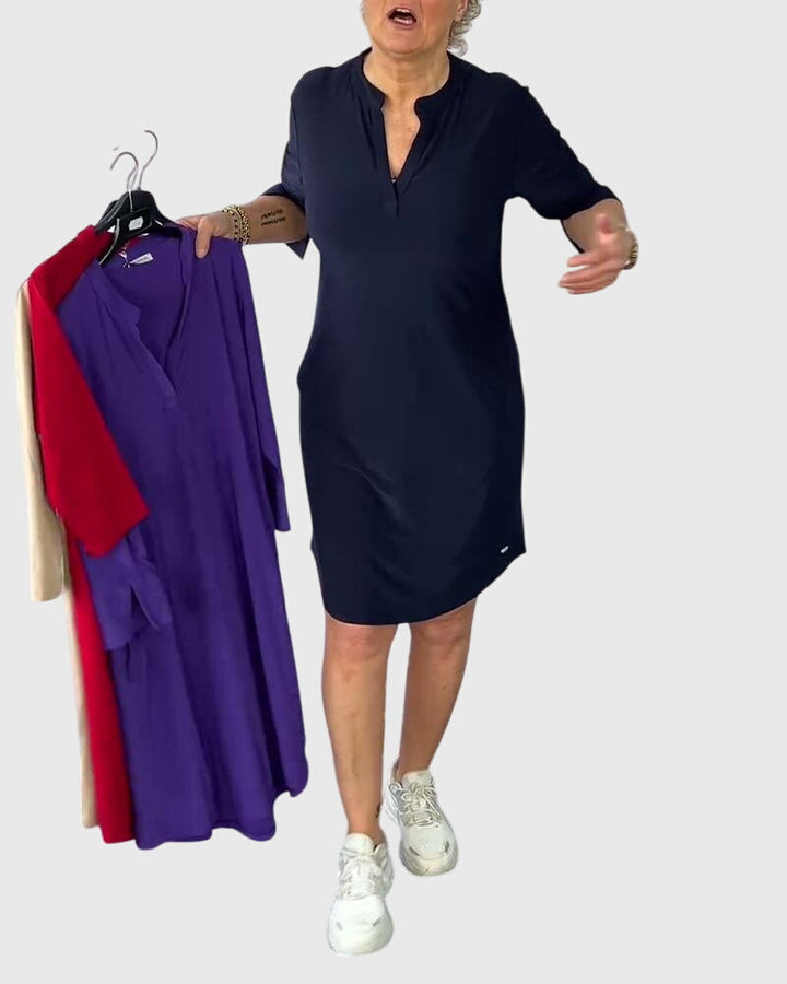 Destiny | Solid V-Neck Dress