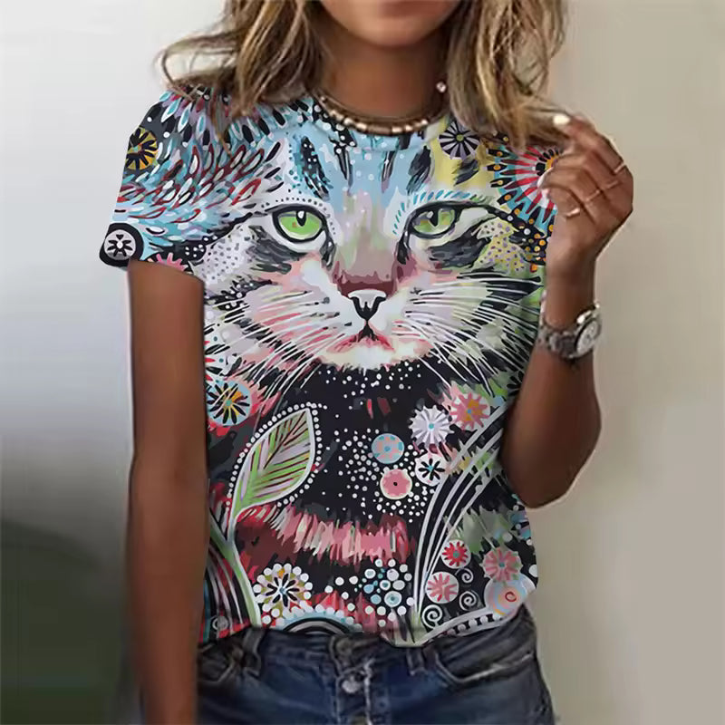 Jacqueline | Women's Cute Kitten Art Print Shirt