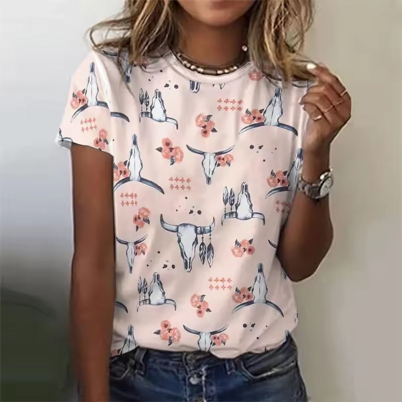 Nellie | Women's Cute Farmland Art Print Shirt