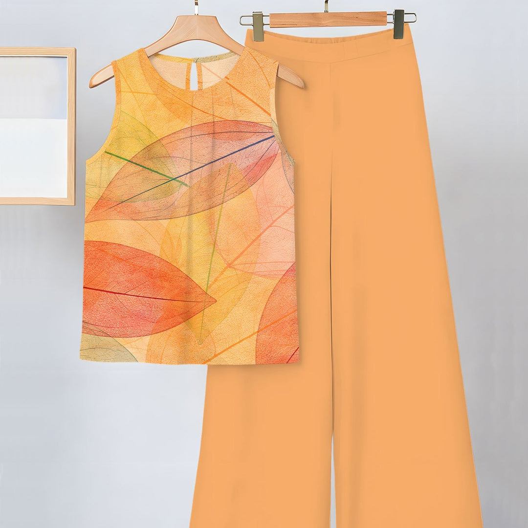 Amber | Leaf Print Two-Piece Set