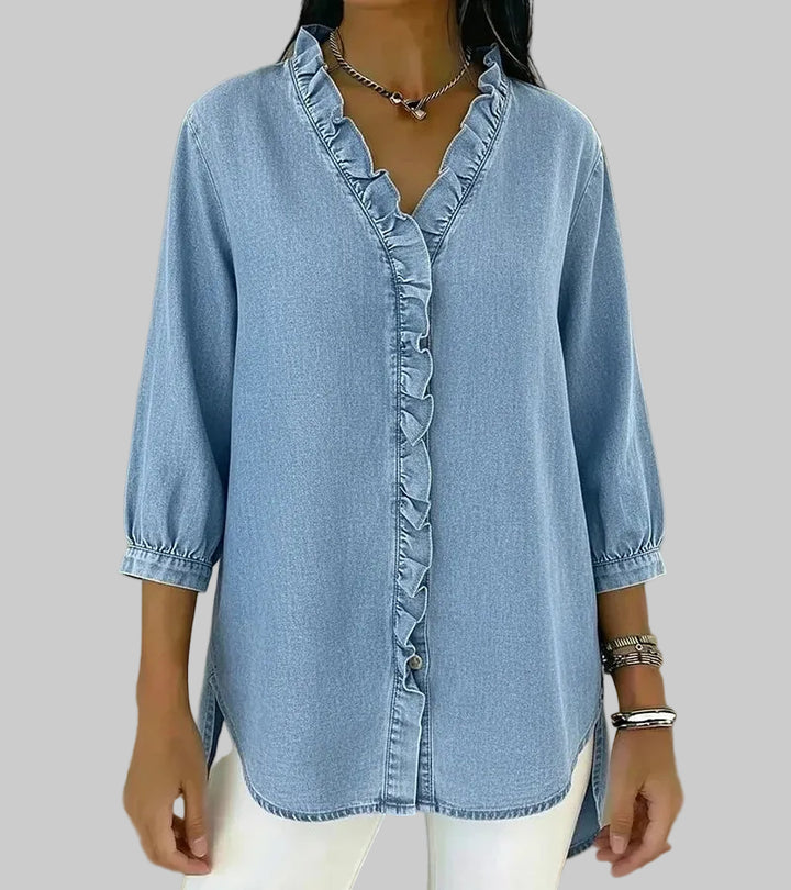 Abigail™ Elegant Denim Blouse