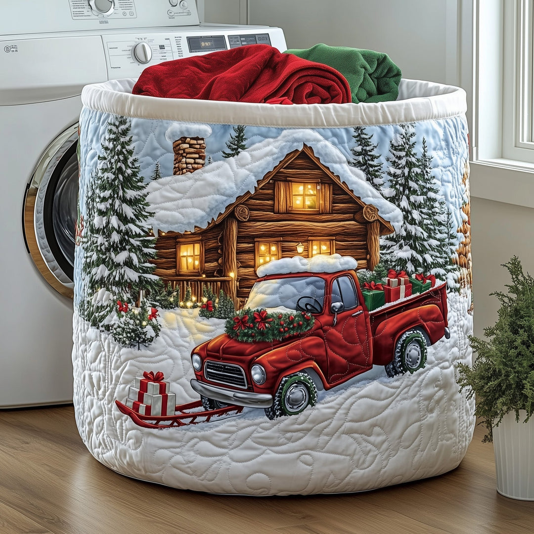 Quilted Laundry Basket Snow Cabin