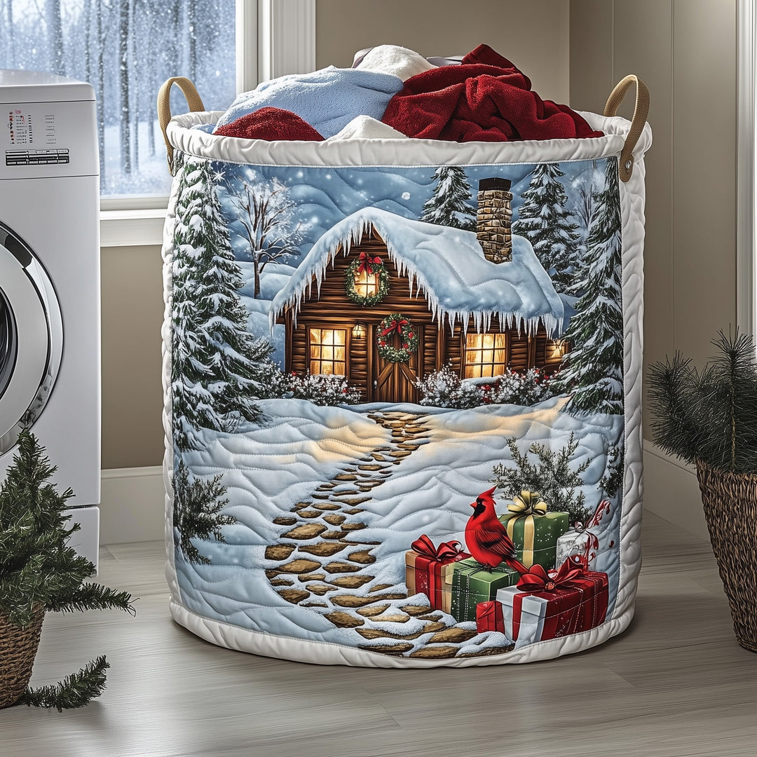 Quilted Laundry Basket Snow Cabin