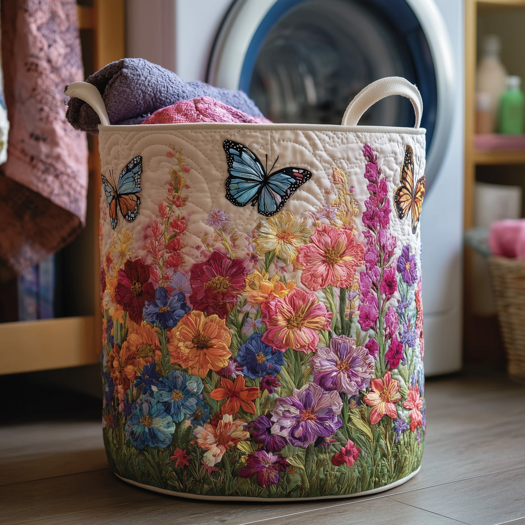 Quilted Butterfly Laundry Basket
