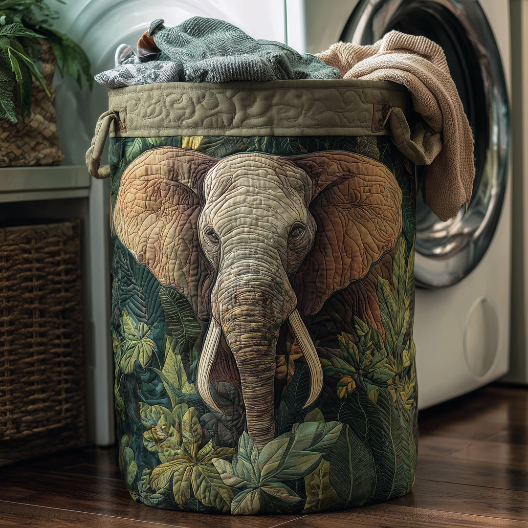 Majestic Elephant Quilted Laundry Basket