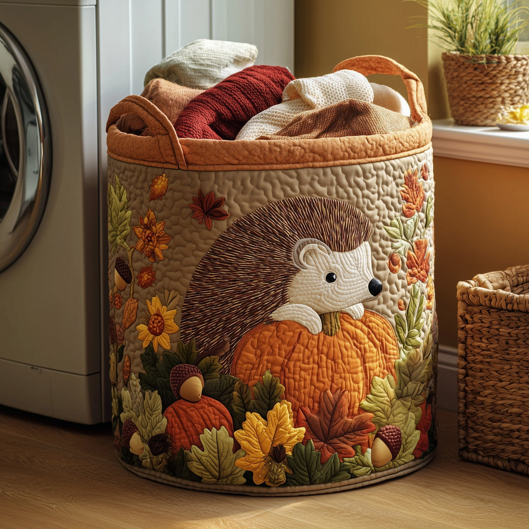 Quilted Hedgehog Laundry Basket - Autumn