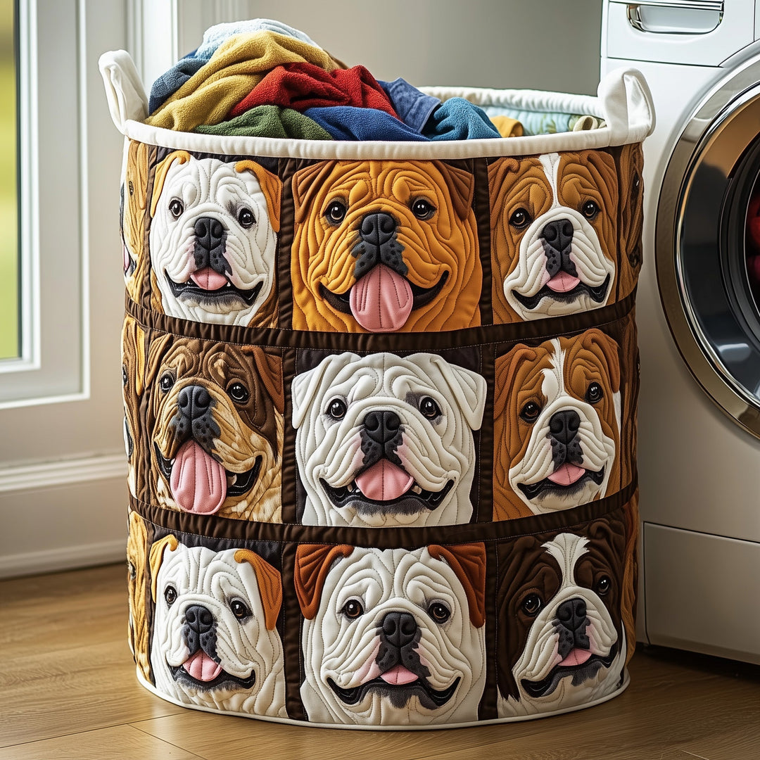 Bulldog Buddy Quilted Laundry Basket