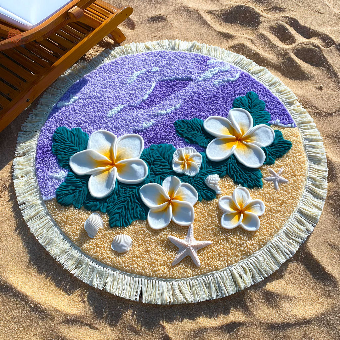 Round Plumeria Beach Towel