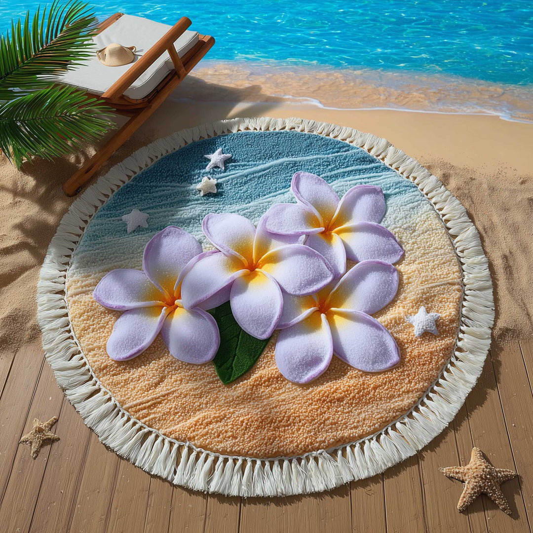 Round Plumeria Beach Towel