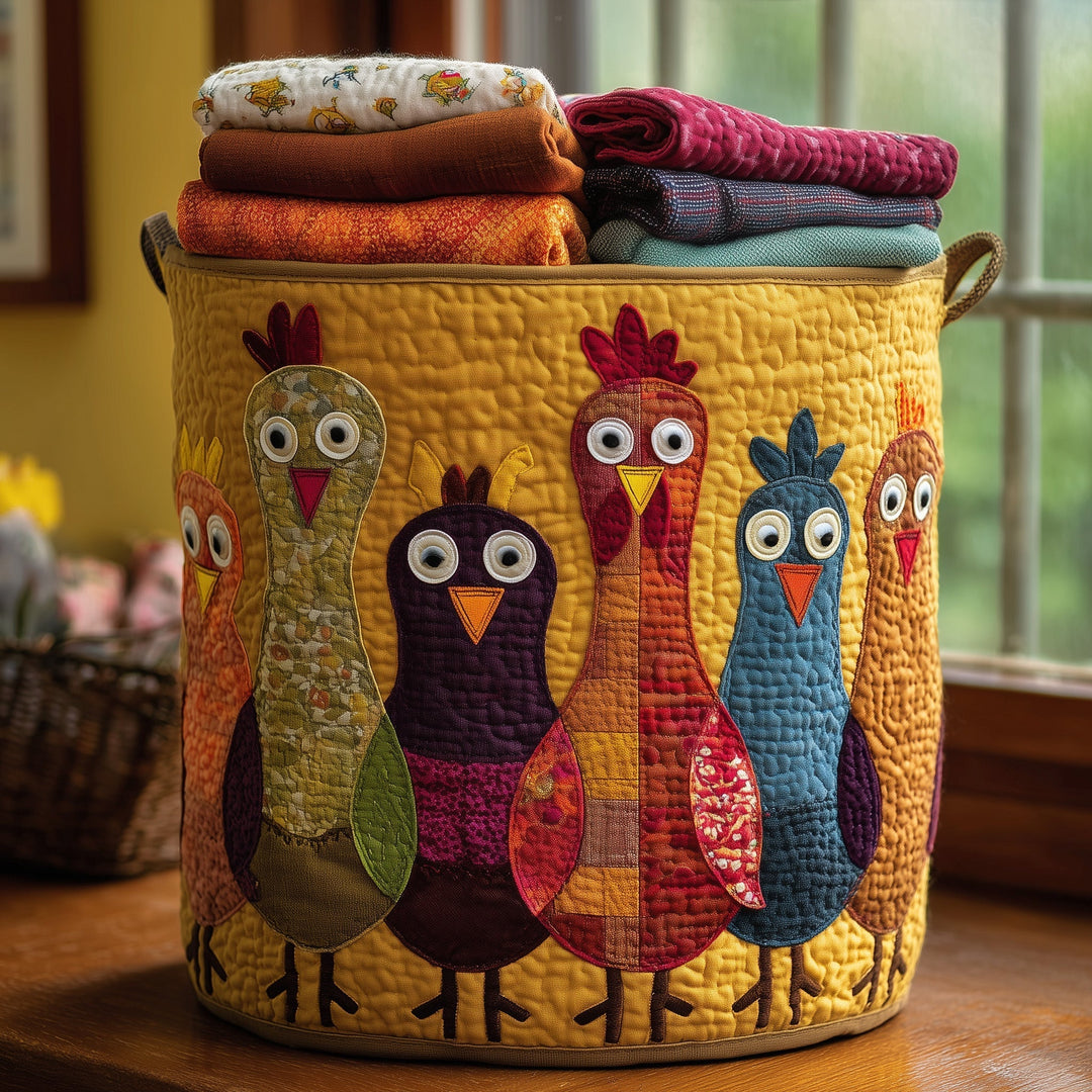 Quilted Laundry Basket Fancy Hen