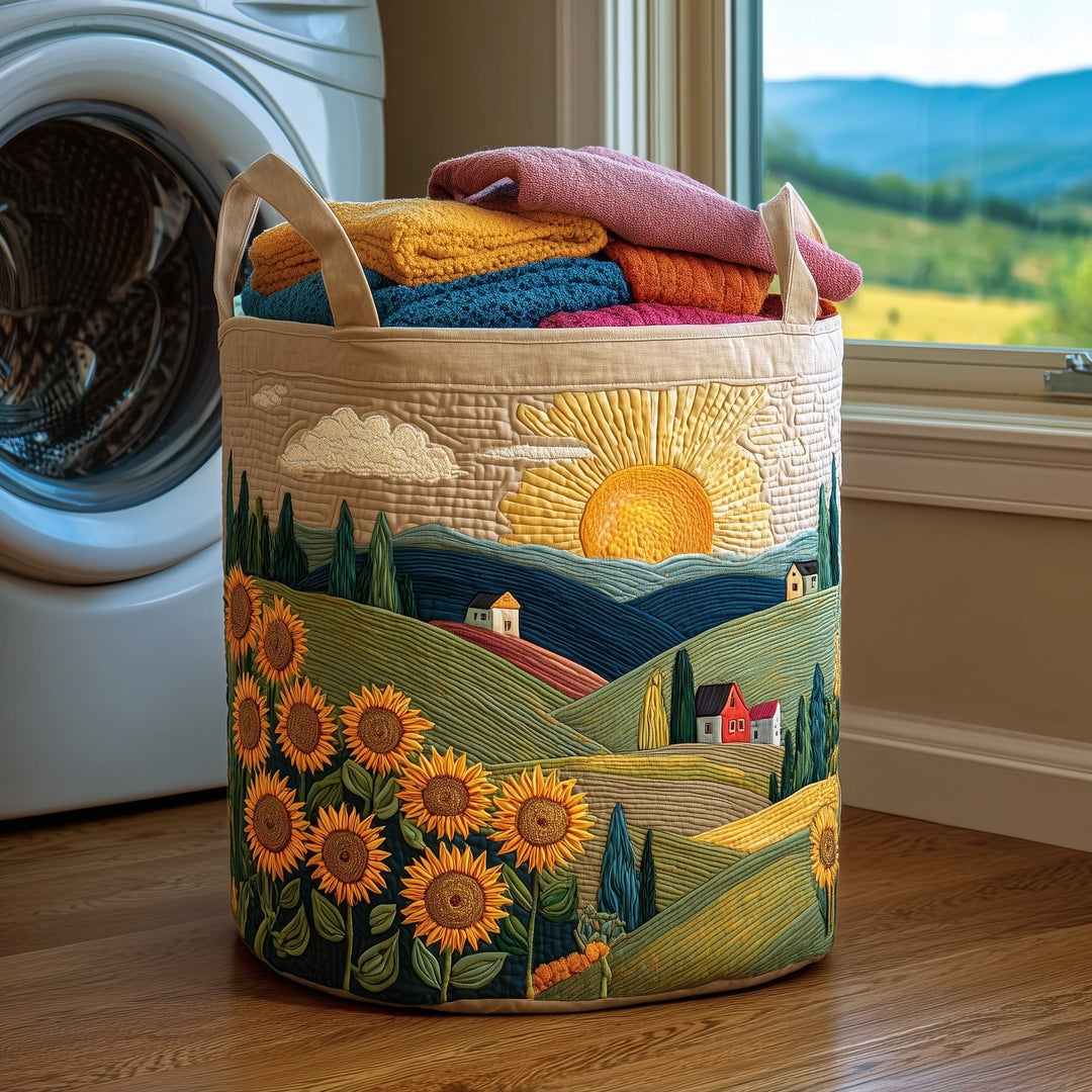 Quilted Laundry Basket Sunflower Sky