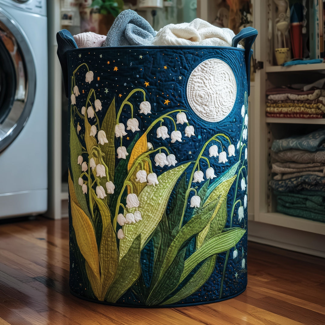 Quilted Laundry Basket Lily of the Valley
