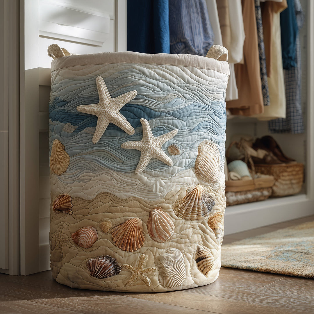 Quilted Laundry Basket Beach Joy