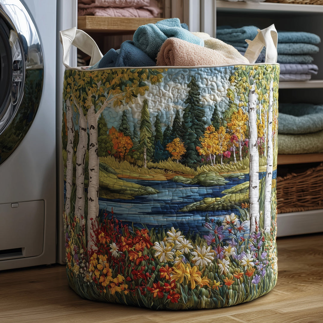 Quilted Laundry Basket Birch Forest