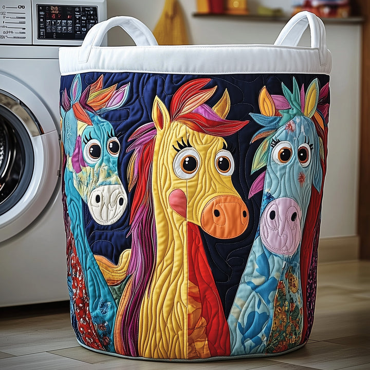 Funky Horse Quilted Laundry Basket