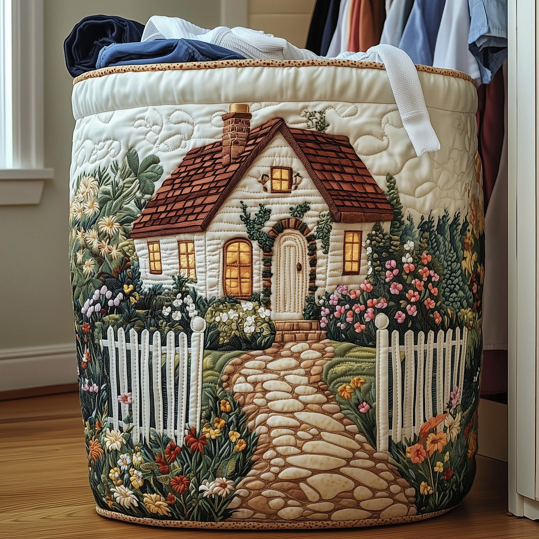 Quilted Floral Laundry Basket