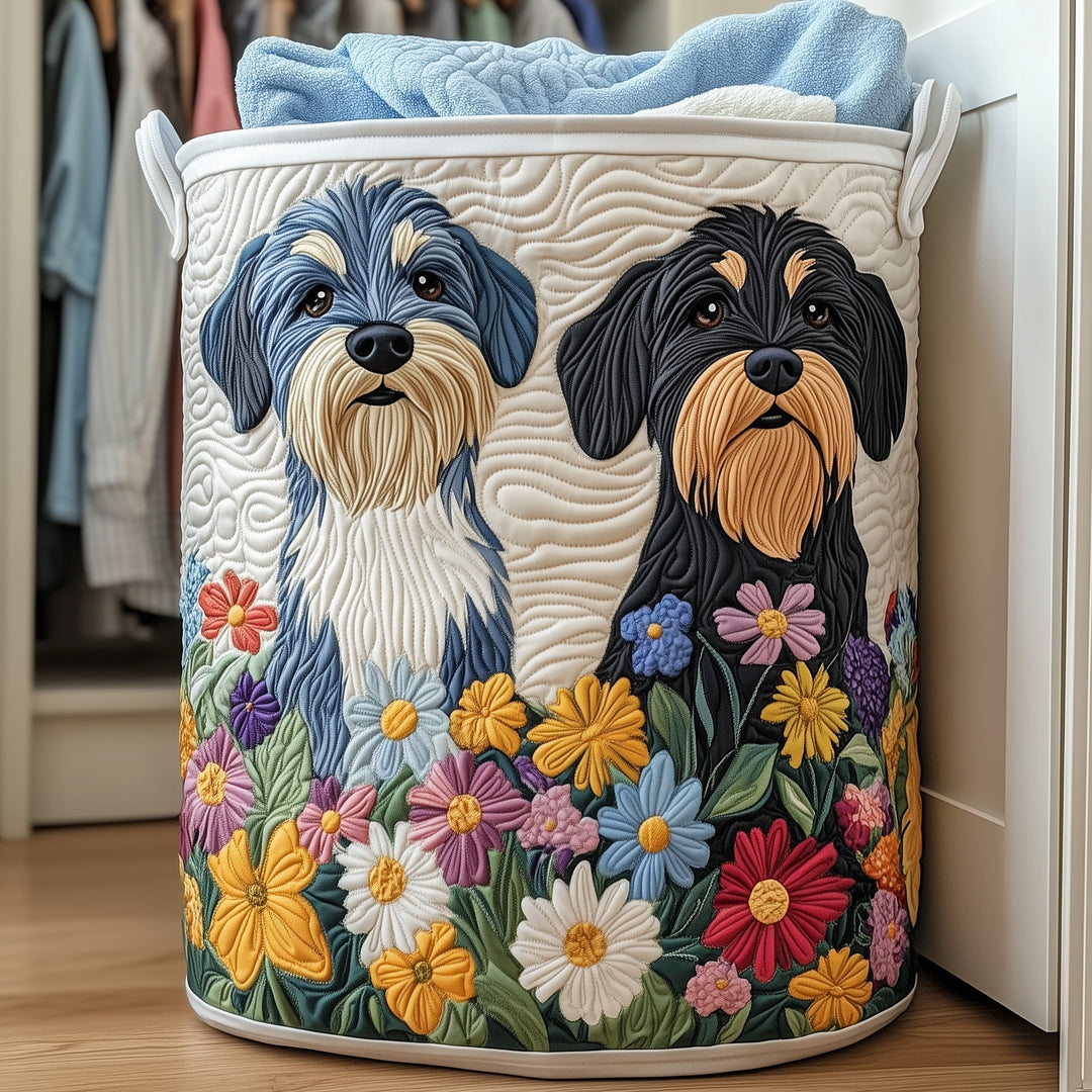 Quilted Schnauzer Laundry Basket Joy