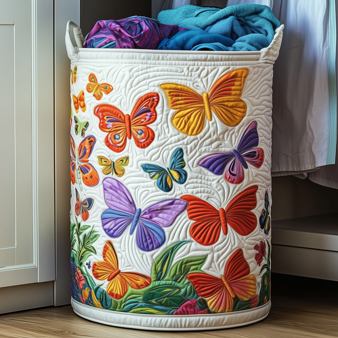 Floral Harmony Quilted Laundry Basket