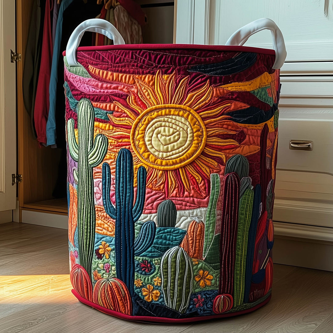Quilted Laundry Basket Cactus Sunset