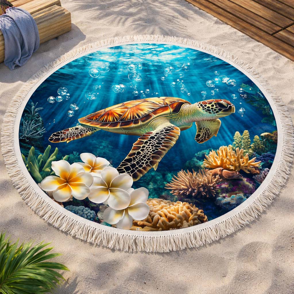 Round Turtle Beach Towel