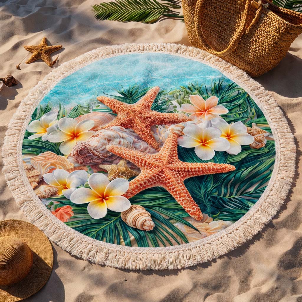 Round Beach Towel Ocean Star