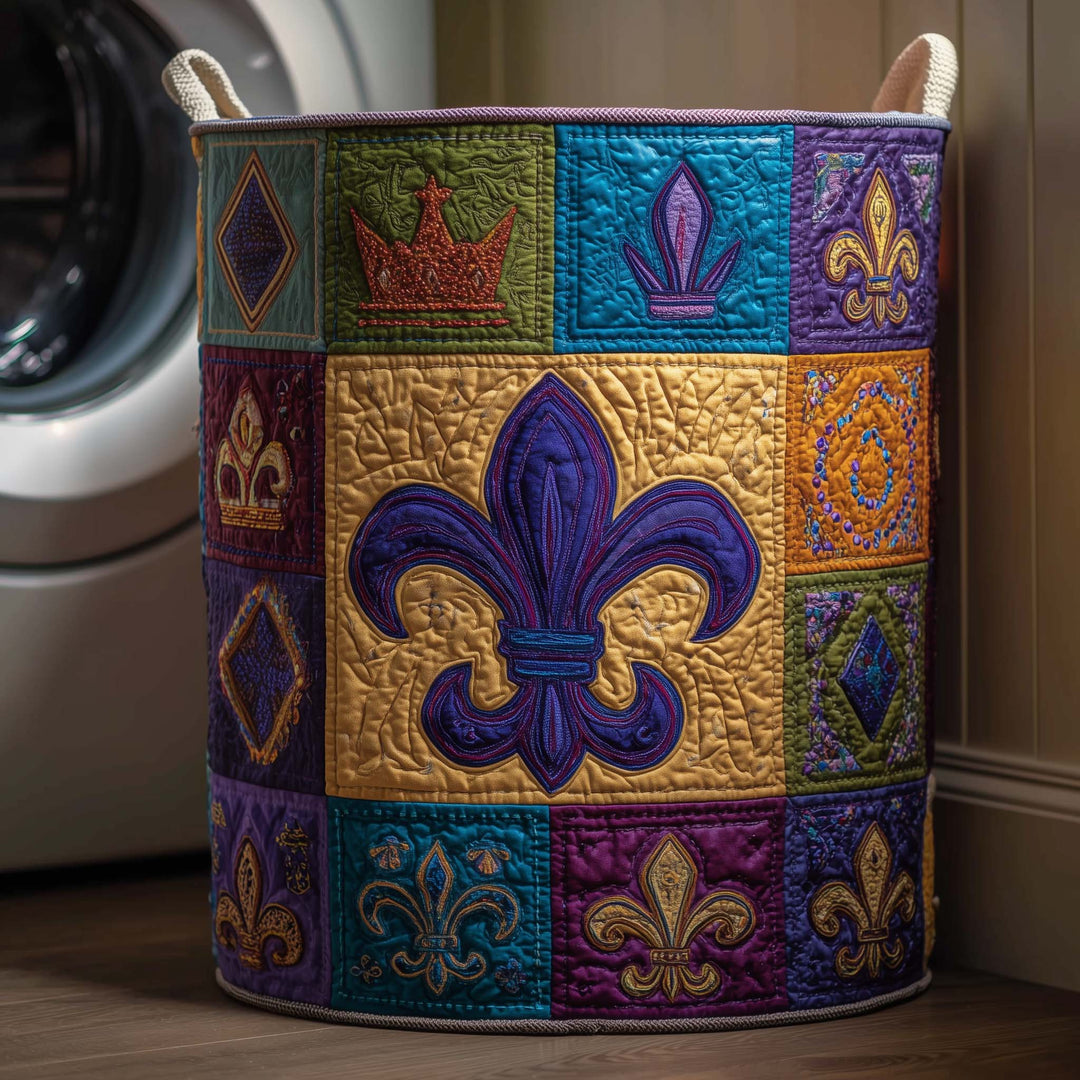 Quilted Laundry Basket Golden Flower