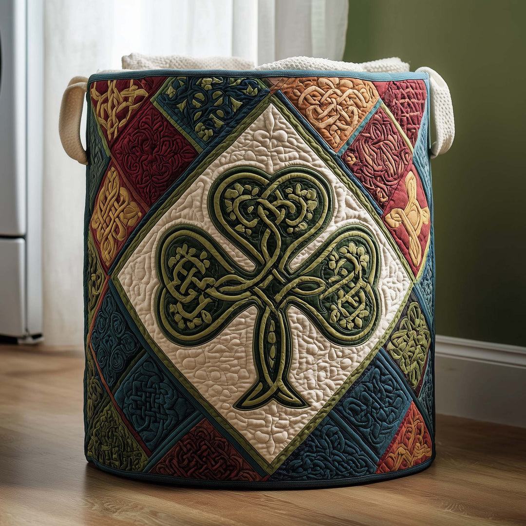 Quilted Laundry Basket in Celtic Knot