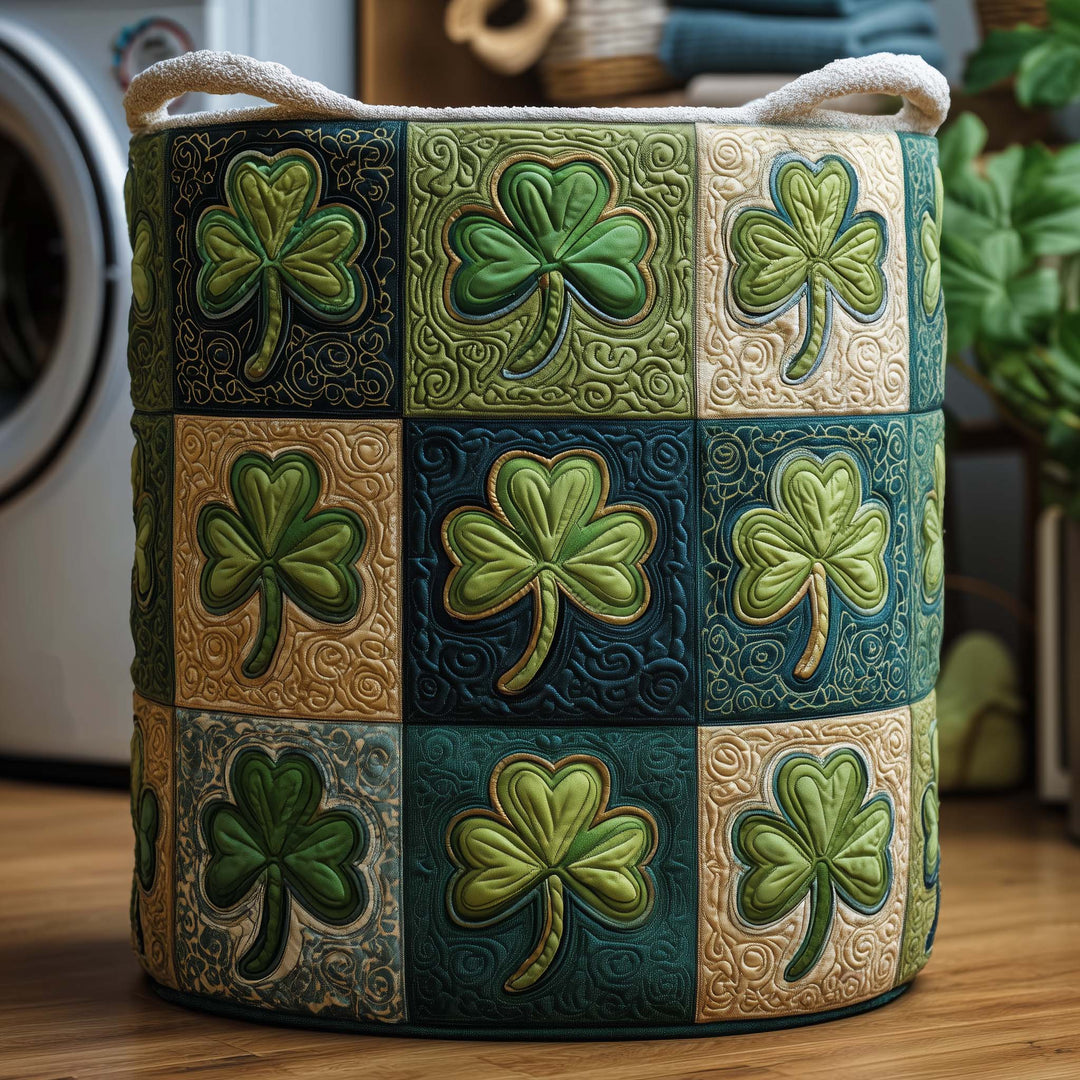 Clover Grid Quilted Laundry Basket