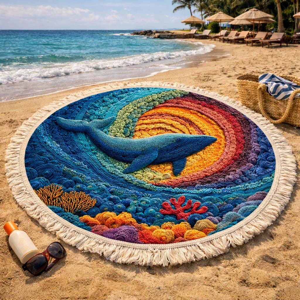 Round Beach Towel Sunset Drift