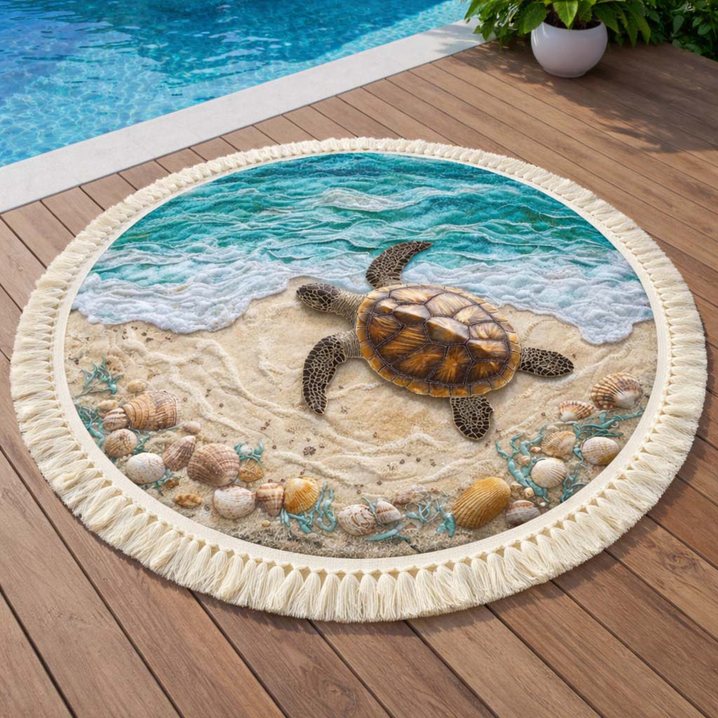 Round Turtle Sand Beach Towel