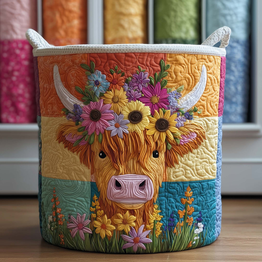 Floral Highland Quilted Laundry Basket